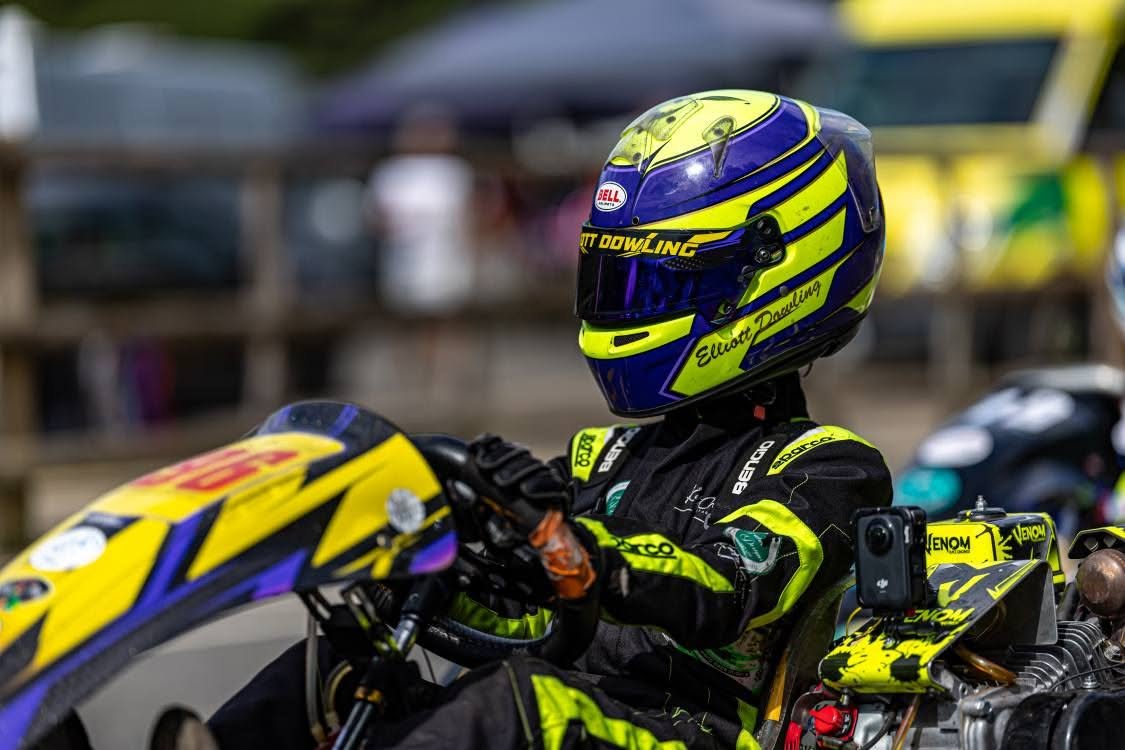 Elliott Dowling in racing gear